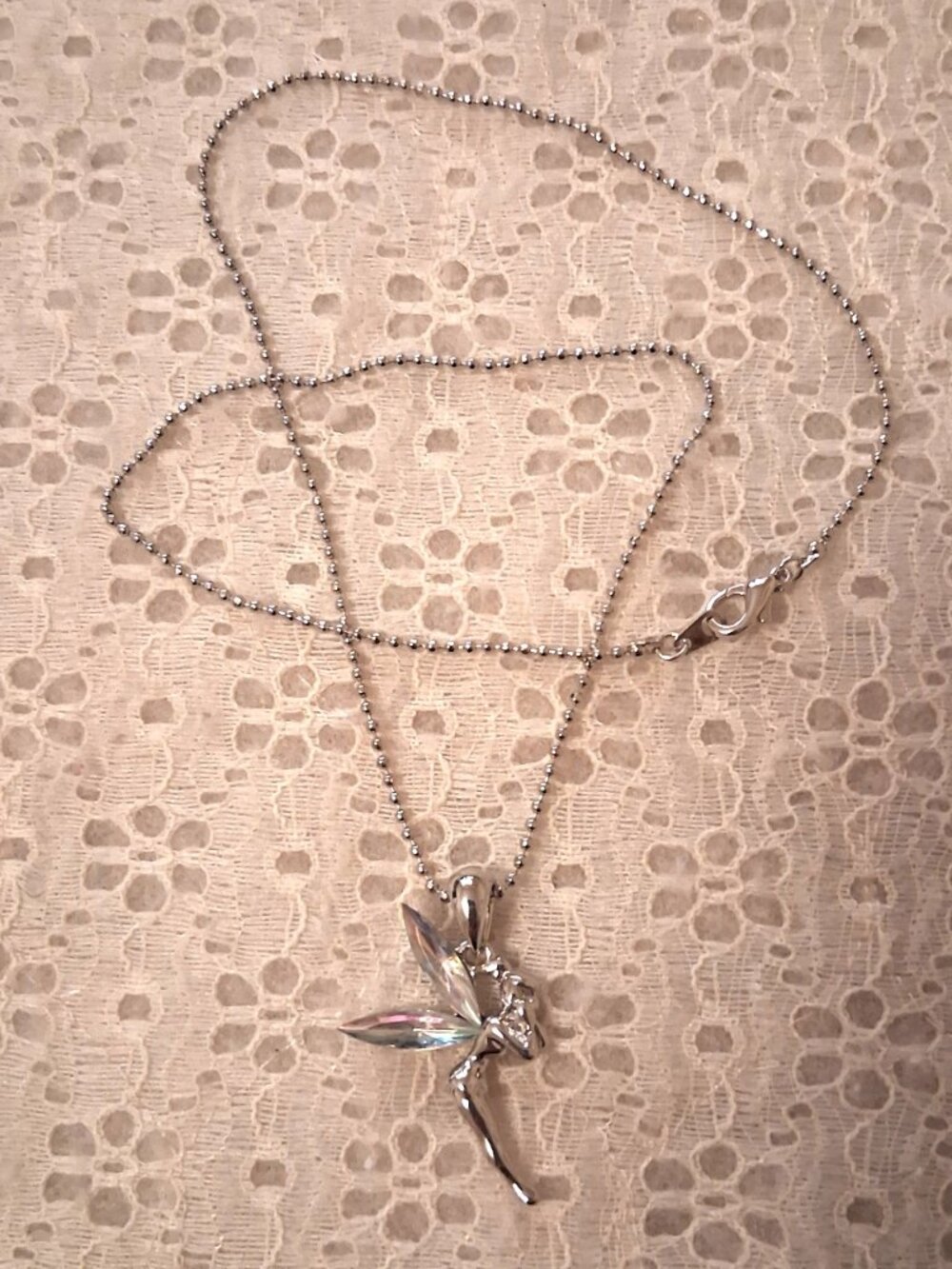 Vintage Artistic Ballerina Pendant White Austrian Crystal Silver-Plated Necklace - Picture 10 of 10